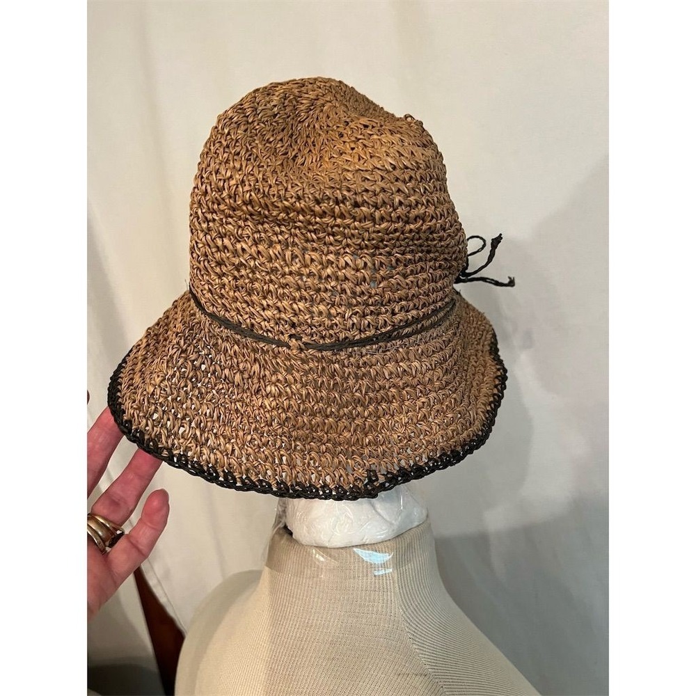 Scala Womens Brown Floppy Straw Sun Hat Wide Brim Packable resort vacation beach - Picture 3 of 7